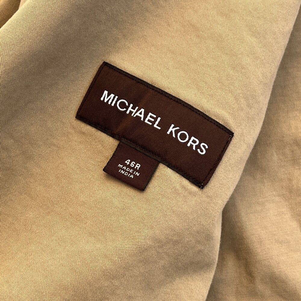 Michael Kors Tan Beige Size 46R 2 Button Cotton Blazer Jacket Casual - Picture 10 of 14
